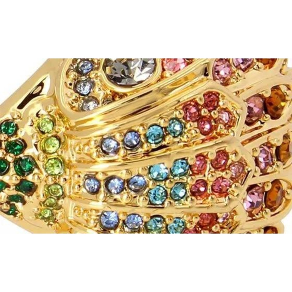 Kurt Geiger London Eagle Head Bangle Gold Tone Multi Color Crystal Bracelet NEW - Picture 3 of 9